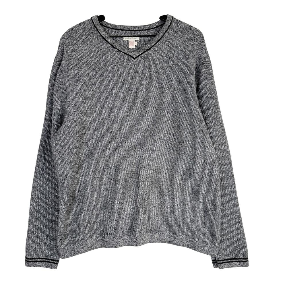 Carbon2Cobalt Heavy Knit Gray VNeck Mens Sweater Cotton - L
